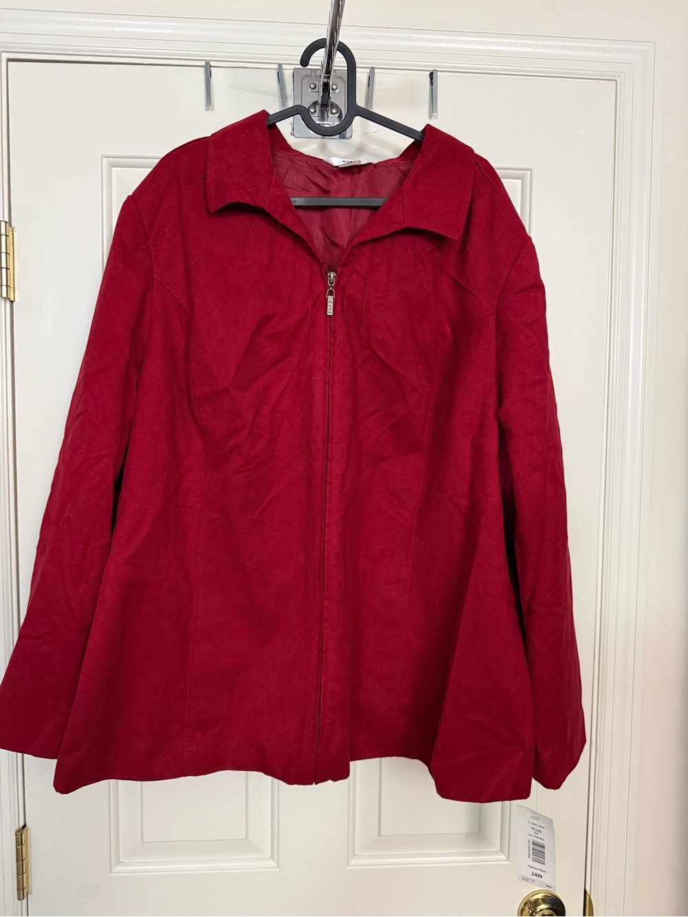 ALIA Plus Faux Suede Zip Front Jacket | Dark Paprika Red | 24W | NWT